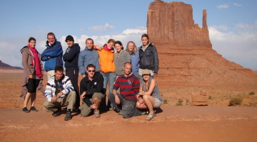 Westerner 2 group in front of the left Mitten in Monument Valley